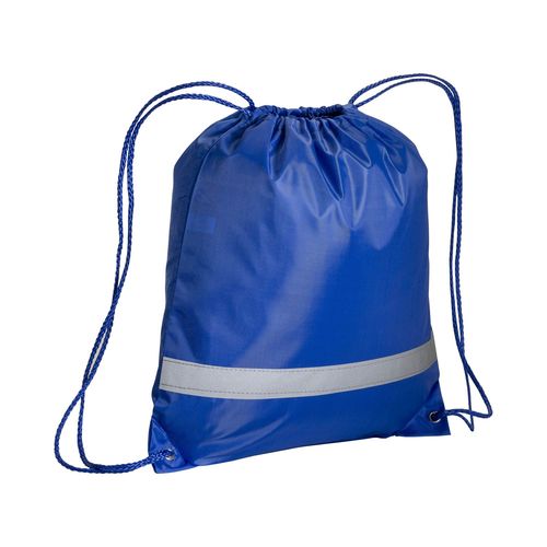 Sac à dos en polyester 210T avec bande réfléchissante, fermeture réglable à cordon - 1