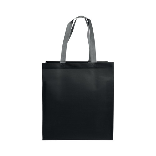 Shopper avec soufflet en TNT laminé 100g/m2 thermosoudé, anses longues - 2