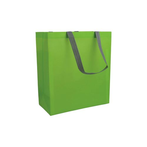 Shopper avec soufflet en TNT laminé 100g/m2 thermosoudé, anses longues - 1
