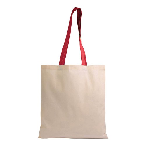 Shopper en coton naturel 135 g/m2, anses longues colorées - 2
