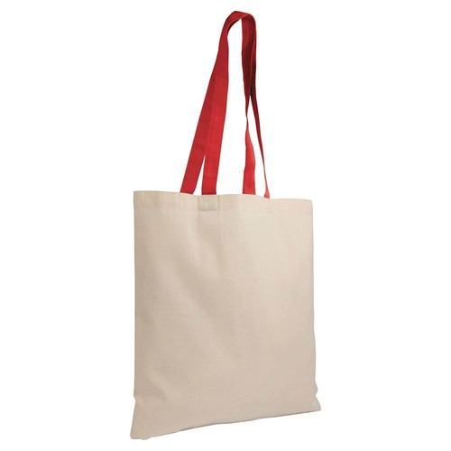Shopper en coton naturel 135 g/m2, anses longues colorées - 3