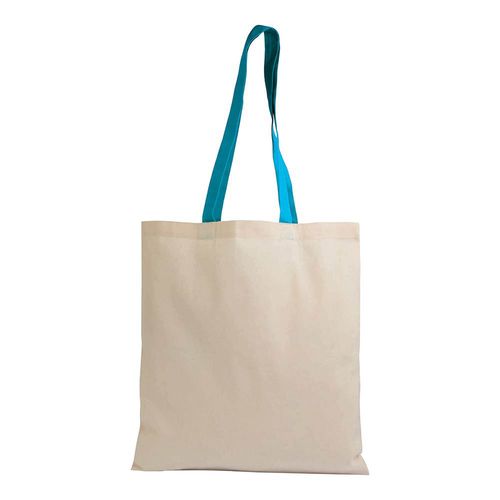 Shopper en coton naturel 135 g/m2, anses longues colorées - 2
