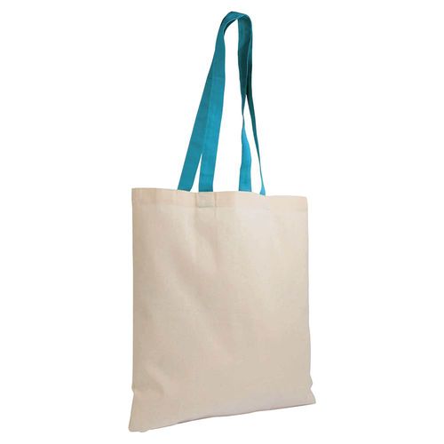 Shopper en coton naturel 135 g/m2, anses longues colorées - 3