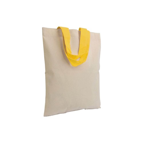 135 g/m2 natural cotton mini shopping bag with coloured short handles