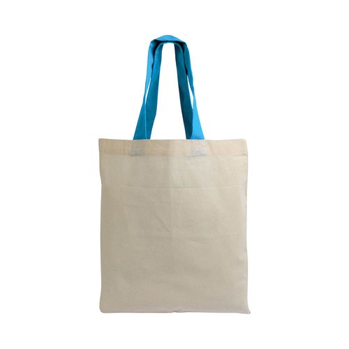 Shopper mini en coton naturel 135 g/m2, anses courtes colorées - 2