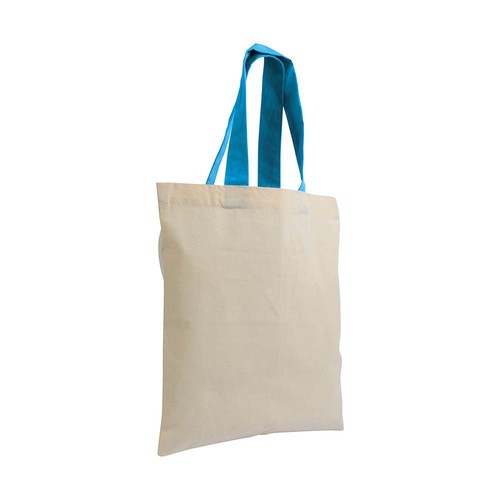 Shopper mini en coton naturel 135 g/m2, anses courtes colorées - 3