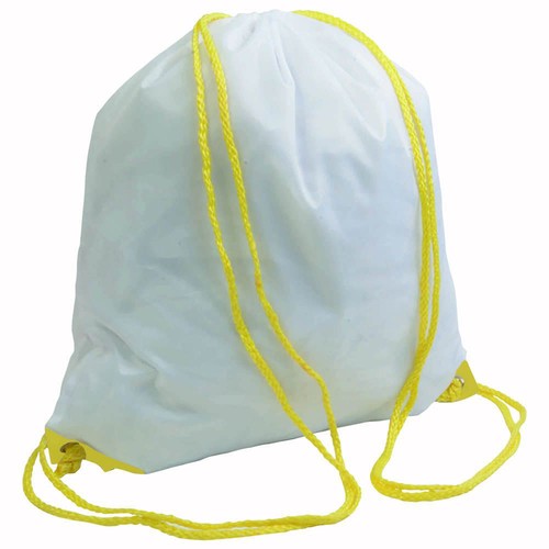 Sac à dos blanc en polyester 210T avec fermeture réglable à cordon, angles renforcés - 1