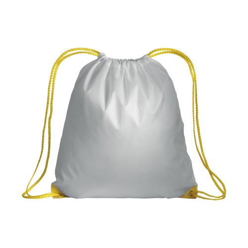 Sac à dos blanc en polyester 210T avec fermeture réglable à cordon, angles renforcés - 2