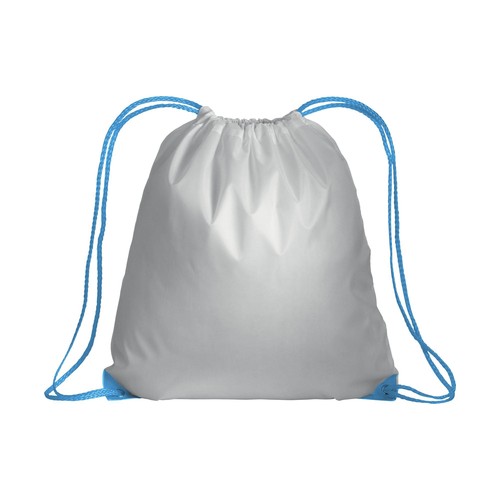 Sac à dos blanc en polyester 210T avec fermeture réglable à cordon, angles renforcés - 2