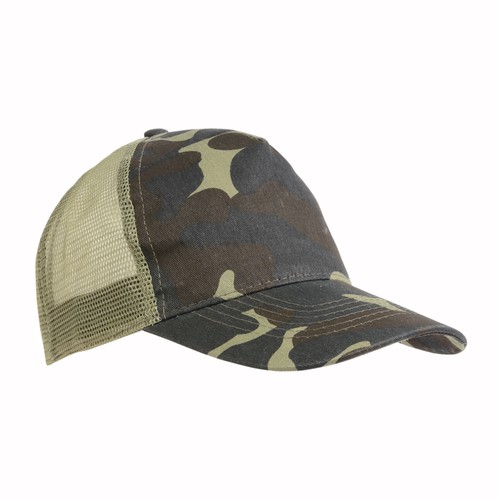 Casquette en coton/polyester camouflage personnalisée, 5 panneaux, avec filet