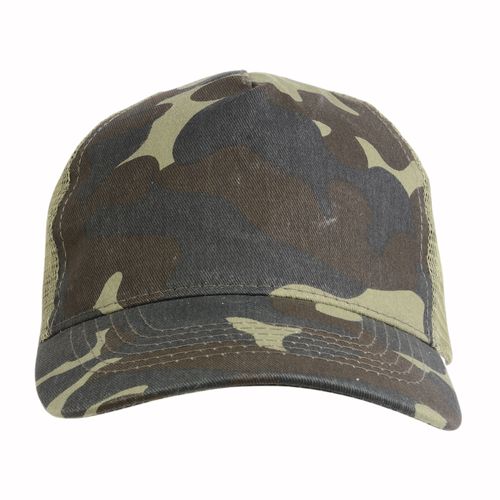 Casquette en coton/polyester camouflage, 5 panneaux, avec filet - 2