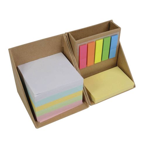Porte-memo avec feuillets post-it colorés avec  porte-plume - 1