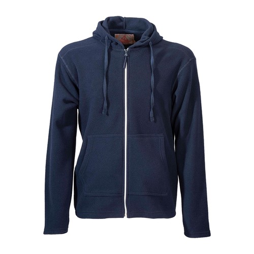 Full-zip microfleece (180 g/m2) men hoodie with 2 kangaroo pockets. Sizes: S/M/L/XL/XXL