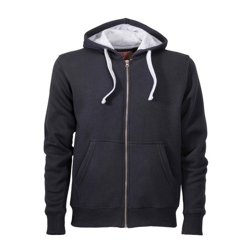 Sweat homme à fermeture éclair 60% coton, 40% polyester 20 g/m2 avec capuche et 2 poches f - 1