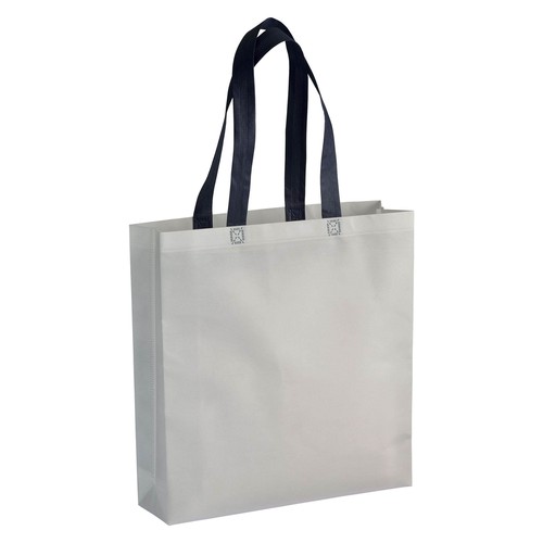 Laminated, heat-sealed 100 g/m2 non-woven fabric shopping bag with gusset and long handles