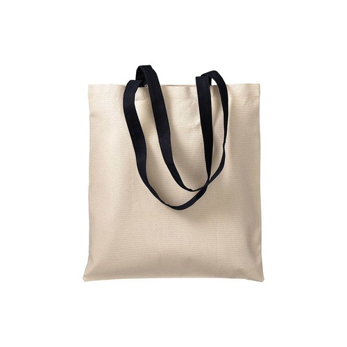 Shopper en coton naturel 220 g/m2, anses longues colorées - 2