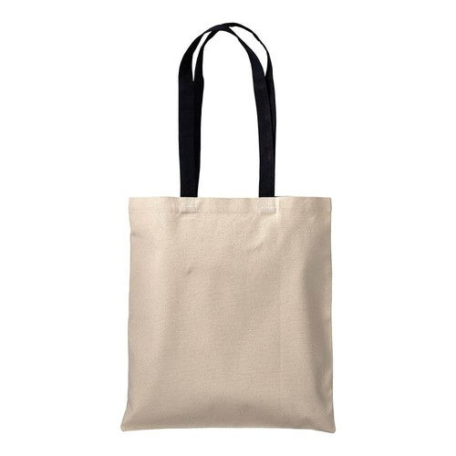 Shopper en coton naturel 220 g/m2, anses longues colorées - 3