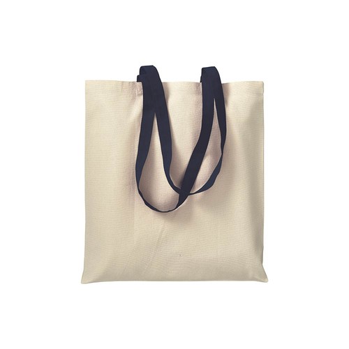 Shopper en coton naturel 220 g/m2, anses longues colorées - 2