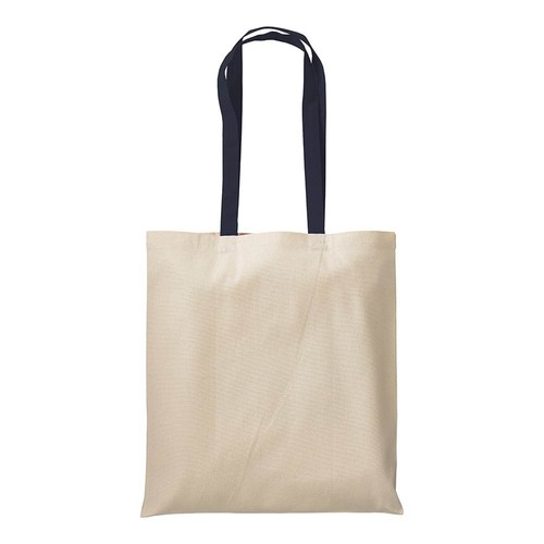 Shopper en coton naturel 220 g/m2, anses longues colorées - 3