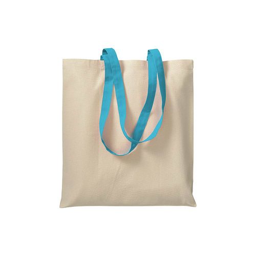 Shopper en coton naturel 220 g/m2, anses longues colorées - 2
