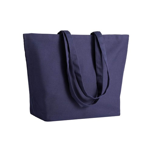 Shopper avec soufflet à la base en coton 280 g/m2, anses longues - 1