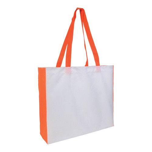 Heat-resistant 210D polyester shopping bag with coloured gusset, suitable for sublimation Heat-resistant 210D polyester shopping bag with coloured gusset, suitable for sublimation