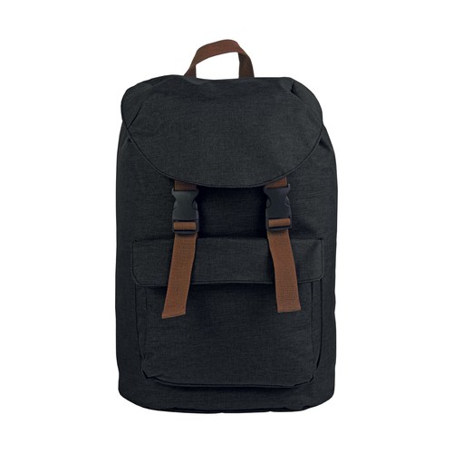 Sac à dos en polyester bicolore effet mélangé avec 2 poches. Dos rembourré - 2