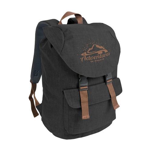Sac à dos en polyester bicolore effet mélangé avec 2 poches. Dos rembourré - 3