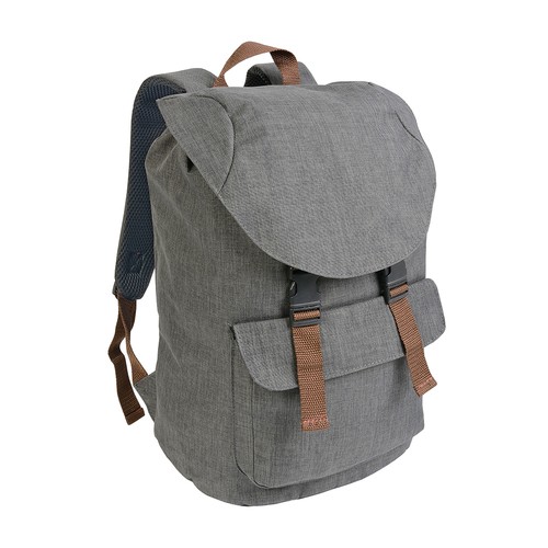 Sac à dos en polyester bicolore effet mélangé avec 2 poches. Dos rembourré - 1