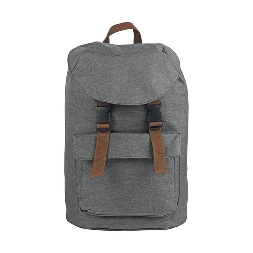 Sac à dos en polyester bicolore effet mélangé avec 2 poches. Dos rembourré - 2