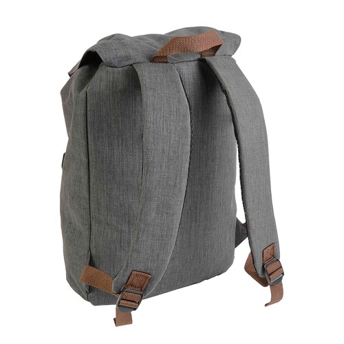 Sac à dos en polyester bicolore effet mélangé avec 2 poches. Dos rembourré - 3