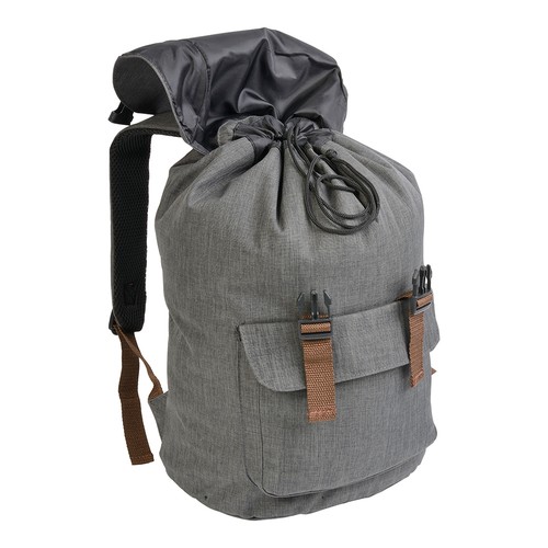 Sac à dos en polyester bicolore effet mélangé avec 2 poches. Dos rembourré - 4