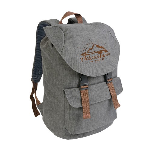 Sac à dos en polyester bicolore effet mélangé avec 2 poches. Dos rembourré - 5