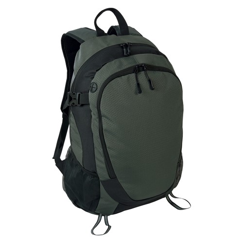 MOCHILA DE POLIÉSTER, 4 BOLSILLOS (2 LATERALES CON RED) Y MOSQUETÒN