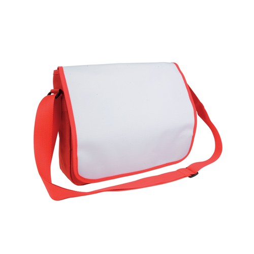 600D polyester book bag with adjustable shoulder strap and white flap