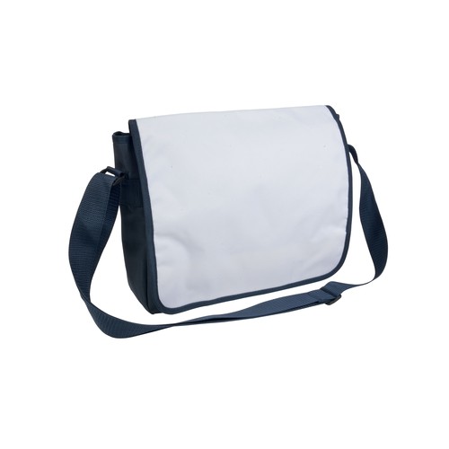 Conférencier en polyester 600D personnalisé avec bandoulière réglable et rabat blanc