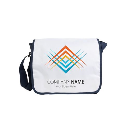 Conférencier en polyester 600D avec bandoulière réglable et rabat blanc - 3