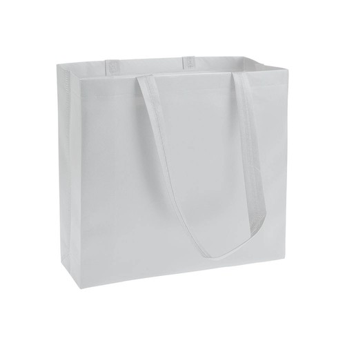 Laminated non-woven fabric shopping bag with gusset and long handles