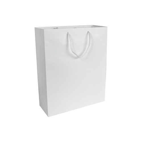157 g/m2 matte laminated paper shopping bag with gusset and bottom reinforcement