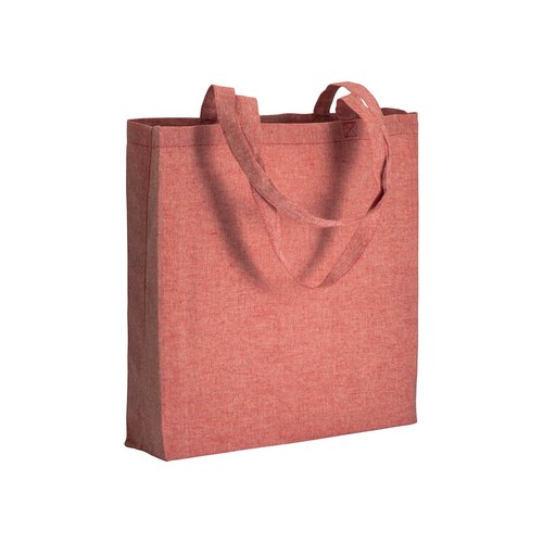 150 g/m2 recycled cotton shopping bag, melange effect, long handles and gusset