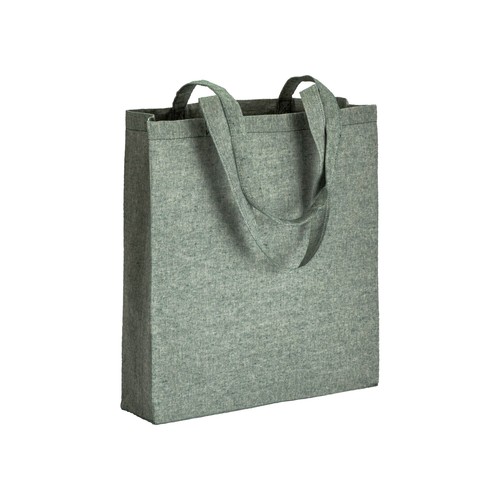 Shopper avec soufflet en coton recyclé 150 g/m effet mélange, anses longues - 1