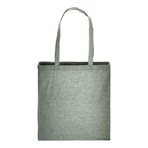 Shopper avec soufflet en coton recyclé 150 g/m  effet mélange, anses longues - 2