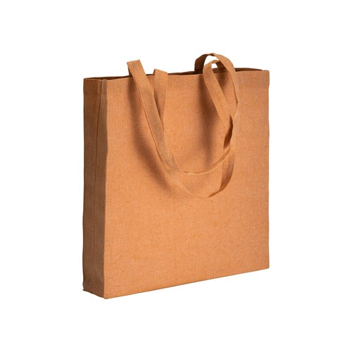 Shopper avec soufflet en coton recyclé 150 g/m effet mélange, anses longues - 1