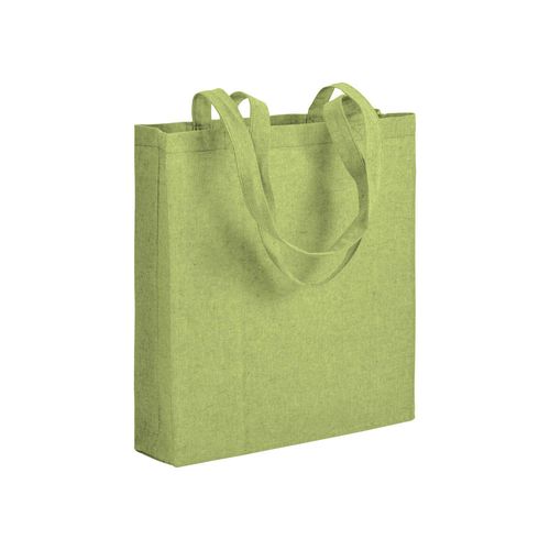 Shopper avec soufflet en coton recyclé 150 g/m  effet mélange, anses longues - 1