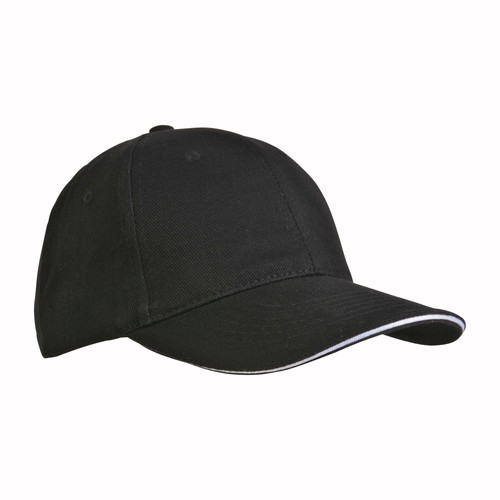 Casquette en coton épais, 6 panneaux avec visière sandwich, fermeture velcro - 1