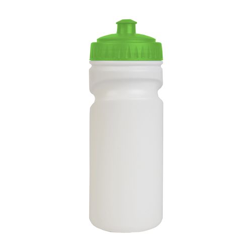 Gourde en plastique (500 ml9 blanche avec bouchon coloré (19 cm de haut pour 6,5 cm de dia - 1