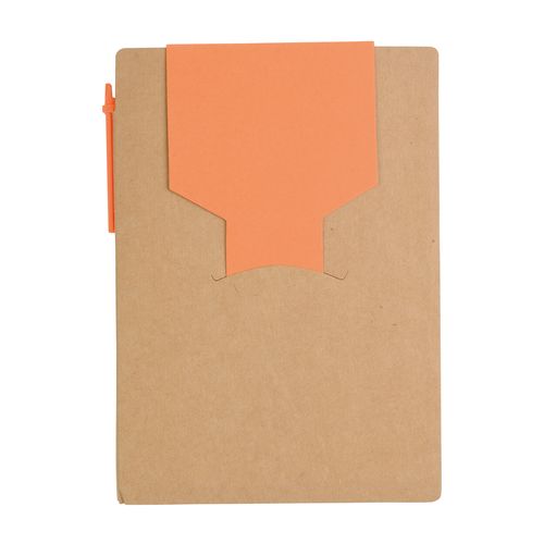 Bloc note en papier recyclé, avec stylo en carton et feuillets adhésifs - 1