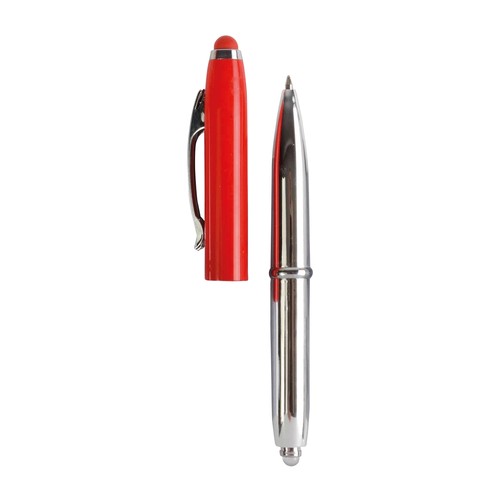 Mini stylo bille en plastique avec lumière et petit rond en caoutchouc - 3