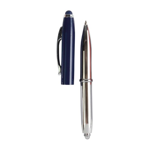 Mini stylo bille en plastique avec lumière et petit rond en caoutchouc - 3