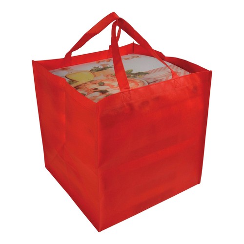 Shopper en format carton de pizza en TNT 80g/m2 - 1